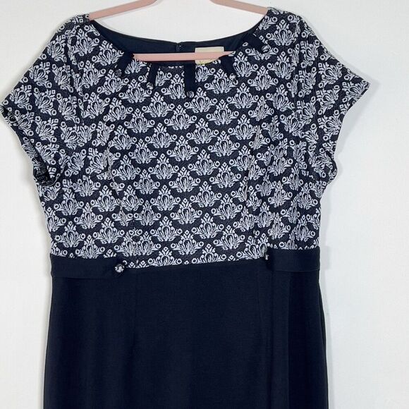 ModCloth Sheath Dress Womens Size 1X Navy Short Sleeve Stretch - Picture 2 of 15